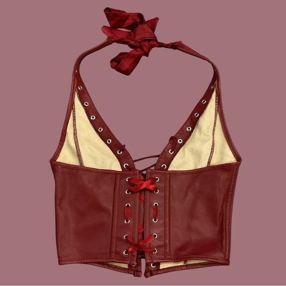 SHEIN Lace-Up Corset Crop Halter Top - Picture 6 of 6